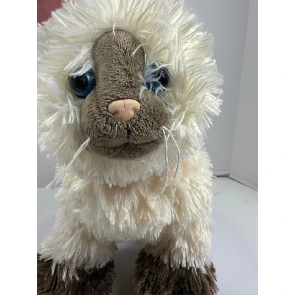 Build-A-Bear Siamese Cat Plush Cream Brown‎ Shaggy Fur Red Collar Blue Eye